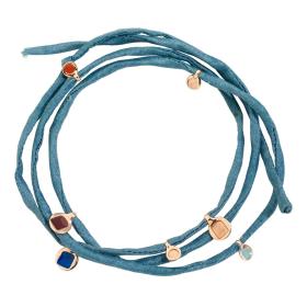 Silber rot/rosé-vergoldet, Armschmuck, DoDo Armband Bazaar mit Kordel aus Ethisch gewonnener Seide DBC1008-BAZAA-ZURAG