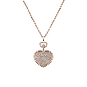 Roségold, Halsschmuck, Chopard Happy Hearts Anhänger mit Halskette 79A075-5901