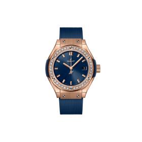 Damenuhr, Hublot Classic Fusion King Gold Blue Diamonds  591.OX.7180.RX.1204