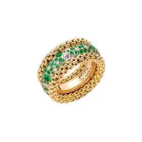 Gelbgold, Ringe, FOPE Bubble Ring mit Diamanten und Smaragden 71208AX_P6_G_XRX_140