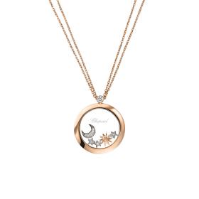 Roségold, Halsschmuck, Chopard Happy Diamonds Anhänger mit Kette 799450-5201