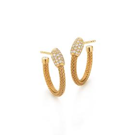 Gelbgold, Ohrringe, Jörg Heinz  Mesh Creole "Pavé" (Paar) HSC1.1-2.5 750 2 00124