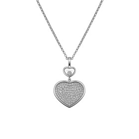 Weißgold, Halsschmuck, Chopard Happy Hearts Anhänger mit Halskette, Ref: 79A075-1901