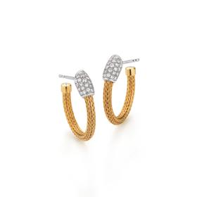 Weißgold, Ohrringe, Jörg Heinz  Mesh Creole "Pavé" (Paar) HSC1.1-2.5 750 7 00124