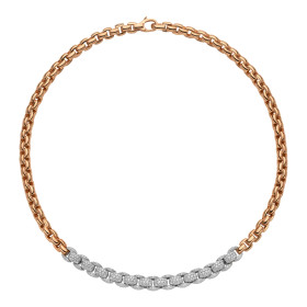         Roségold, Halsschmuck, FOPE Eka Collier mit Pavébesatz 77305CX_PB_R_XBX_043