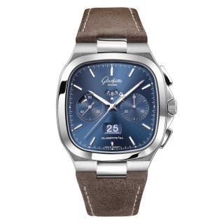 Damen- und Herrenuhr, Glashütte Original Seventies Chronograph Panoramadatum, Ref: 1-37-02-08-02-62