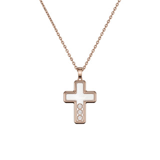 Roségold, Halsschmuck, Chopard Happy Diamonds Cross Anhänger mit Halskette, Ref: 79A409-5001