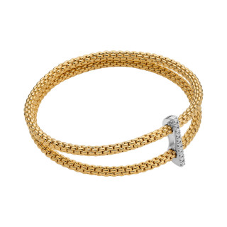 Gelbgold, Armschmuck, FOPE Prima doppeltes Mesh-Armband mit Diamantpavé, Ref: 74008BX_BB_G_XBX_0XS
