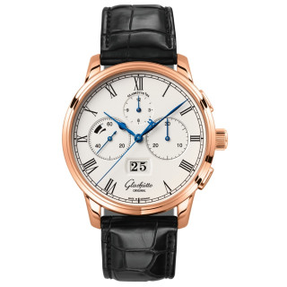 Damen- und Herrenuhr, Glashütte Original Senator Chronograph 
Panoramadatum, Ref: 1-37-01-01-05-30