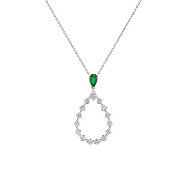 Halsschmuck, Weißgold, Chopard L'Heure Du Diamant Drop Anhänger mit Halskette