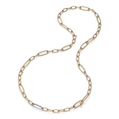 Roségold, Halsschmuck, IsabelleFa Lange Kette "Dorique" Pavé