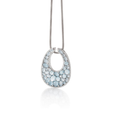 Halsschmuck, Weißgold, Al Coro Mezzaluna Anhänger