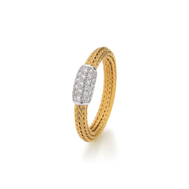 Gelbgold, Ringe, Jörg Heinz Mesh Ring Pavé