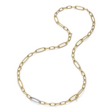 Gelbgold, Halsschmuck, IsabelleFa Lange Kette "Dorique" Pavé