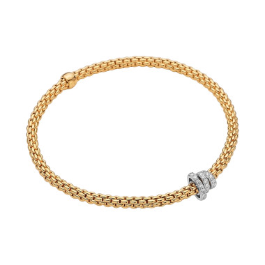         Gelbgold, Armschmuck, FOPE Eka Flex'it Armband mit Diamantpavé