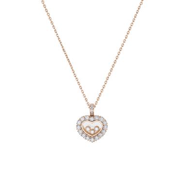 Halsschmuck, Roségold, Chopard Happy Diamonds Icons Joaillerie Halskette mit Anhänger