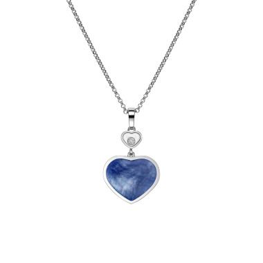 Halsschmuck, Weißgold, Chopard Happy Hearts Anhänger mit Halskette