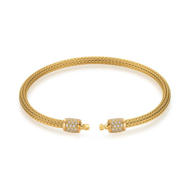 Gelbgold, Armschmuck, Jörg Heinz Classics Flex & Mesh Armband Pavé