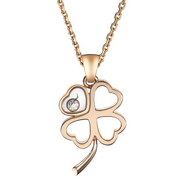 Halsschmuck, Roségold, Chopard Happy Diamonds Good Luck Charms Halskette mit Anhänger