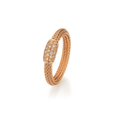        Roségold, Ringe, Jörg Heinz Mesh Ring Pavé