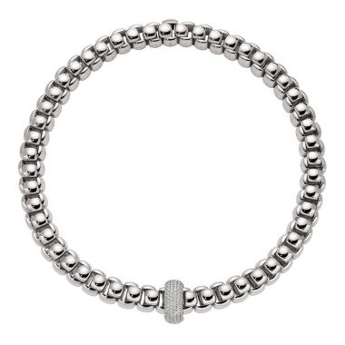 Halsschmuck, Weißgold, FOPE Luna Halskette mit Pavé Diamanten