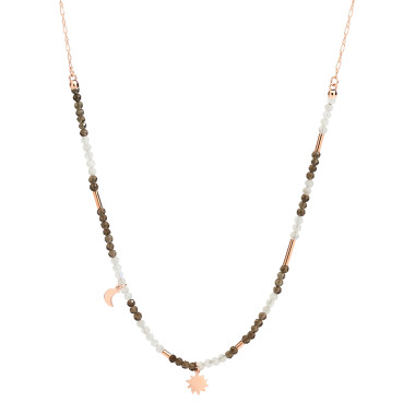 Roségold, Halsschmuck, DoDo Halskette Moon & Sun