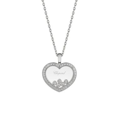 Halsschmuck, Weißgold, Chopard Happy Diamonds Icons Halskette mit Anhänger
