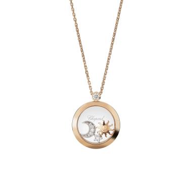 Halsschmuck, Roségold, Chopard Happy Sun, Moon and Stars Halskette mit Anhänger