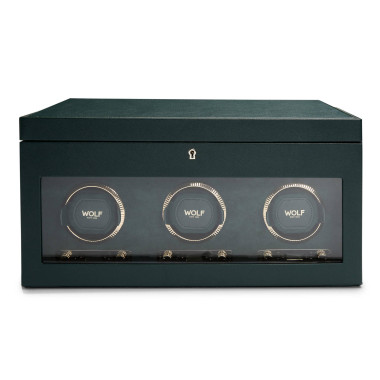         WOLF British Racing Triple Watch Winder with Storage 