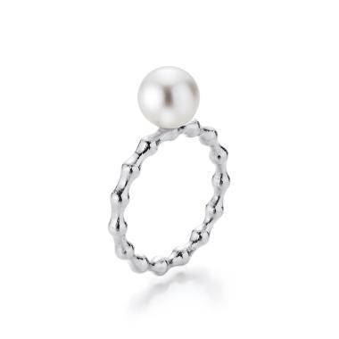 Ringe, Weißgold, Jörg Heinz Flooow Perle Moon Ring