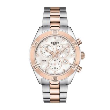 Damenuhr, Quarzwerk, Tissot PR 100 Sport Chic Chronograph
