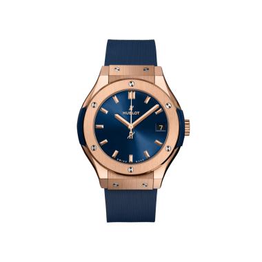 Damenuhr, Quarzwerk, Hublot Classic Fusion King Gold Blue 