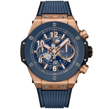Herrenuhr, Automatik, Hublot Big Bang Unico King Gold Blue Ceramic 