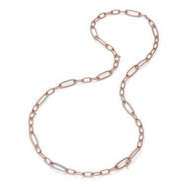 Rotgold, Halsschmuck, IsabelleFa Lange Kette "Dorique" Pavé