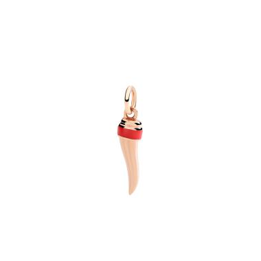 Halsschmuck, Roségold, DoDo Anhänger Horn aus Roségold und Emaille