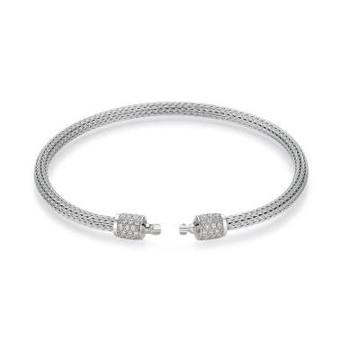 Armschmuck, Weißgold, Jörg Heinz Classics Flex & Mesh Armband Pavé
