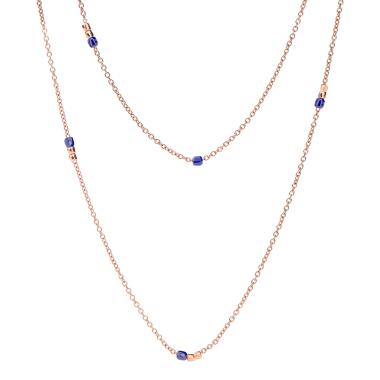 Halsschmuck, Roségold, DoDo Lange Sautoir-Halskette Mini-Granelli