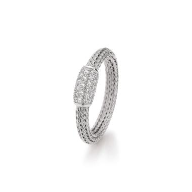 Ringe, Weißgold, Jörg Heinz Mesh Ring Pavé
