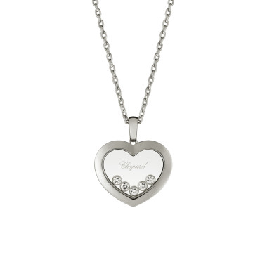 Halsschmuck, Weißgold, Chopard Happy Diamonds Icons Halskette mit Anhänger