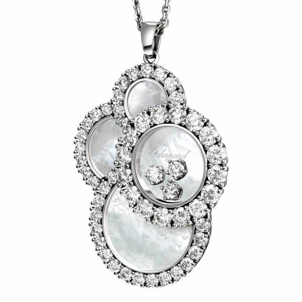 Halsschmuck, Weißgold, Chopard Happy Dreams Anhänger mit Kette Mother of Pearl