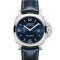 Leder, Edelstahl, Blau