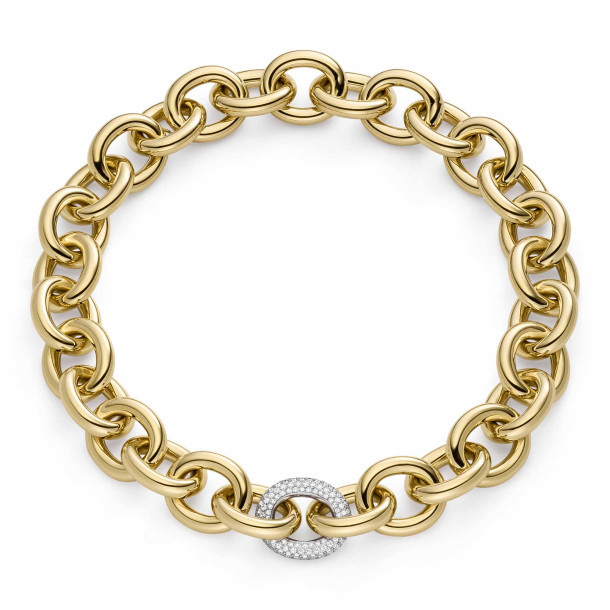         Gelbgold, Halsschmuck, IsabelleFa Collier "Eternelle 22" Pavé