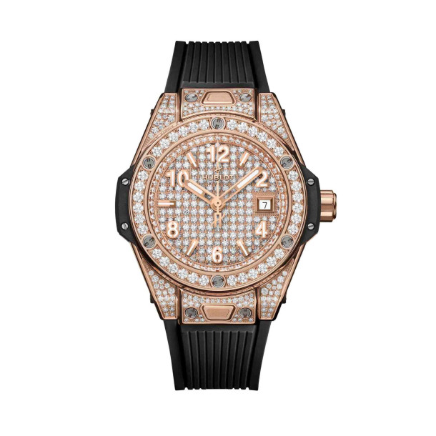         Damenuhr, Automatik, Hublot Big Bang One Click King Gold Full Pavé 