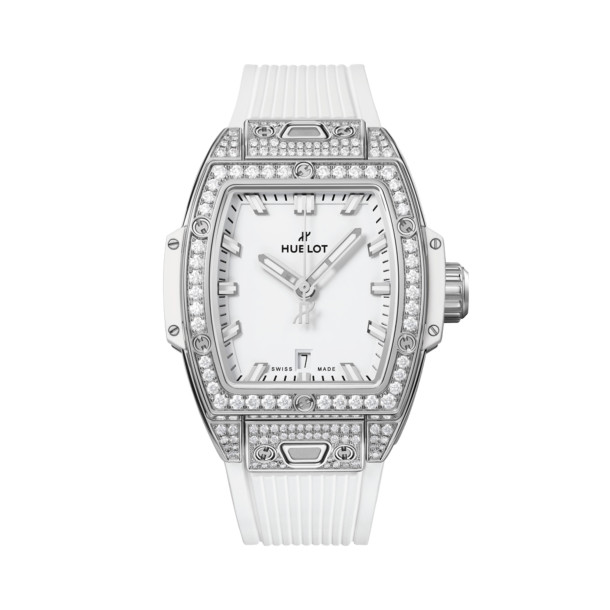         Damenuhr, Automatik, Hublot Spirit of Big Bang Steel White Pavé 