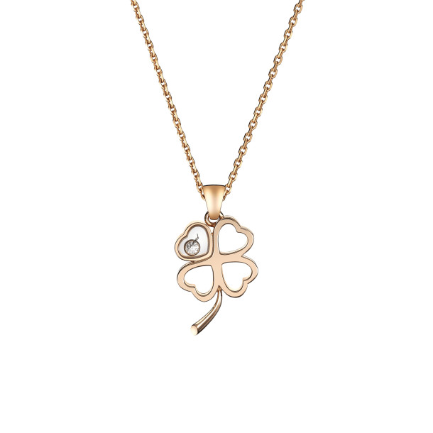         Roségold, Halsschmuck, Chopard Happy Diamonds Good Luck Charms Anhänger mit Halskette