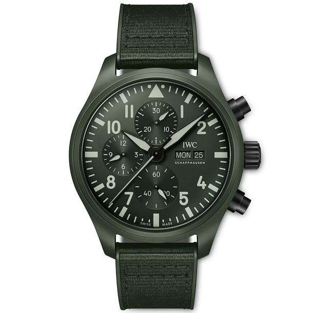         Herrenuhr, Automatik, IWC Schaffhausen Pilot's Watch Chronograph TOP GUN Edition “Woodland”