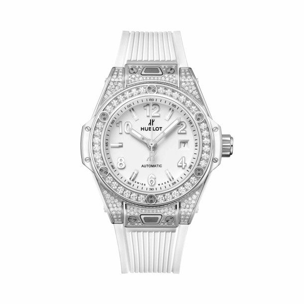         Damenuhr, Automatik, Hublot Big Bang One Click Steel White Pavé 