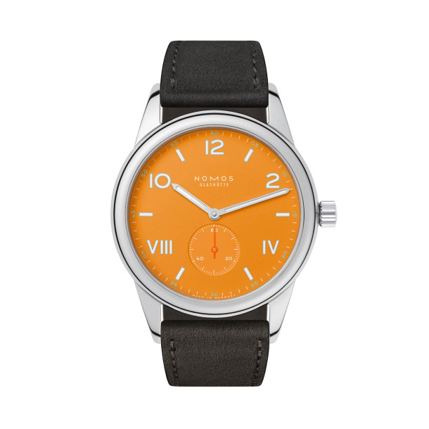         Damen- und Herrenuhr, Handaufzug, NOMOS Glashütte Club Campus 38 future orange