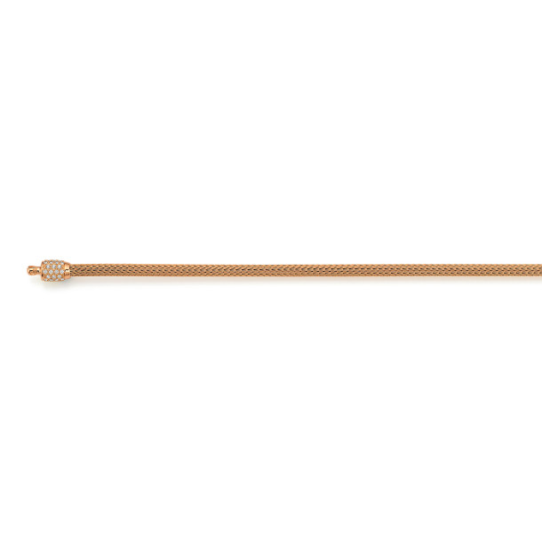         Roségold, Halsschmuck, Jörg Heinz Mesh Strickkette Pavé-Kapseln drehbar