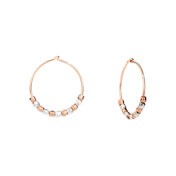         Roségold, Ohrringe, DoDo Große Creolen Mini-Granelli
